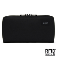 Portfel antykradzieżowy damski duży RFID Pacsafe - czarny