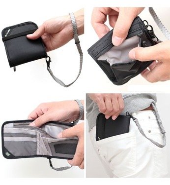 Mały portfel antykradzieżowy Pacsafe RFIDsafe V100 - czarny